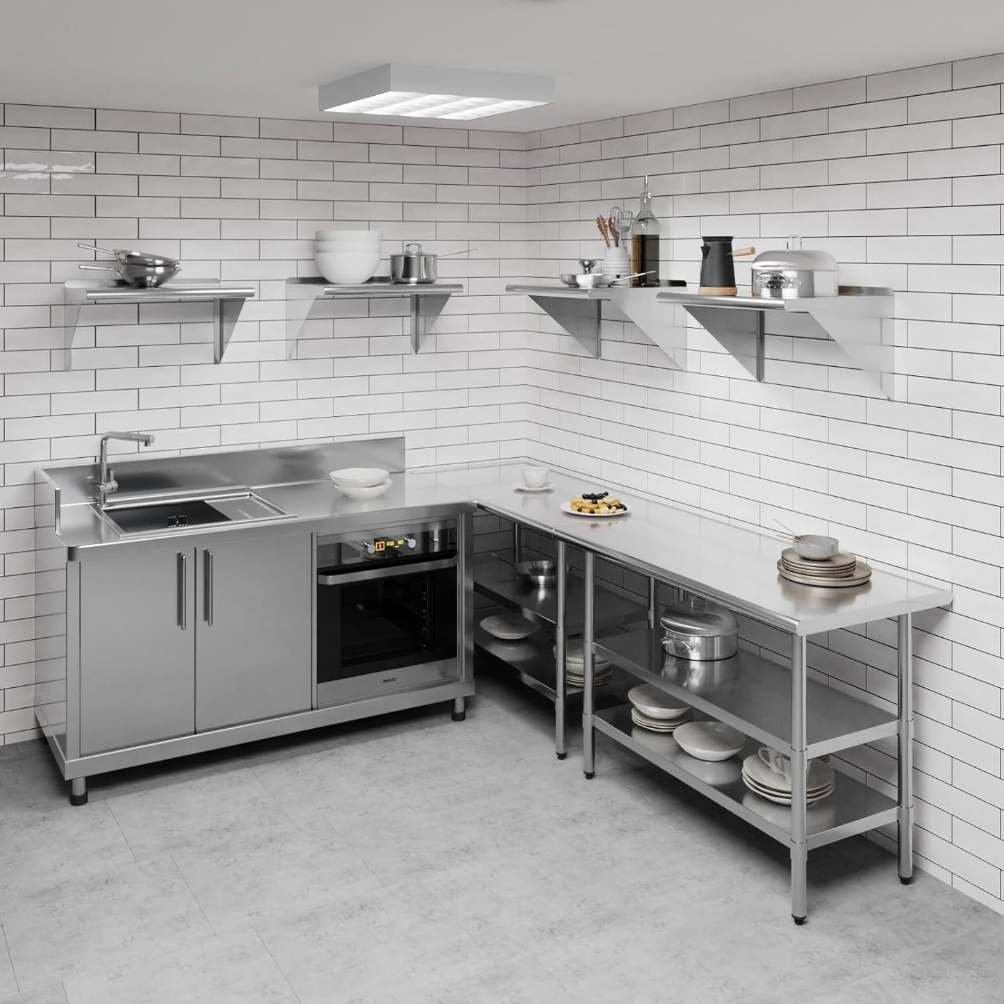AmGood 24" Long X 18" Deep Stainless Steel Wall Shelf | NSF Certified | Appliance & Equipment Metal Shelving | Kitchen, Restaurant, Garage, Laundry, Utility Room