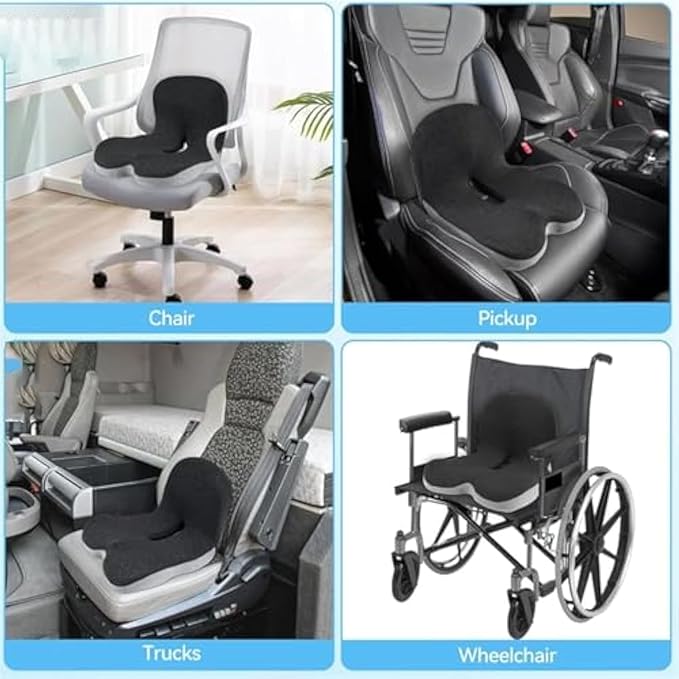 Back and Seat Cushion, Trucker Seat Cushions for Long Sitting, Car seat Cushion with Back Support, Seats Cushions for Lumbar Pain and Supporting The HIPS, Trucker Essentials (B)
