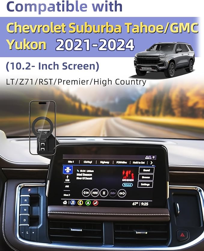 PZK Car Phone Mount for 2021-2024 Chevy Chevrolet Tahoe/Suburban/GMC Yukon/GMC Yuhon XL LT/Z71/RST/Premier/High Country for 10.2-inch Screen Phone Holder Compatible with MagSafe