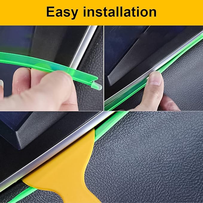 EL Wire LED Strip Lights, 10FT/3M USB Auto Neon Light Strip with Sewing Edge, Electroluminescent Car Ambient Lighting Kits with Fuse Protection, Car Decoration Accessories (Green/10FT)