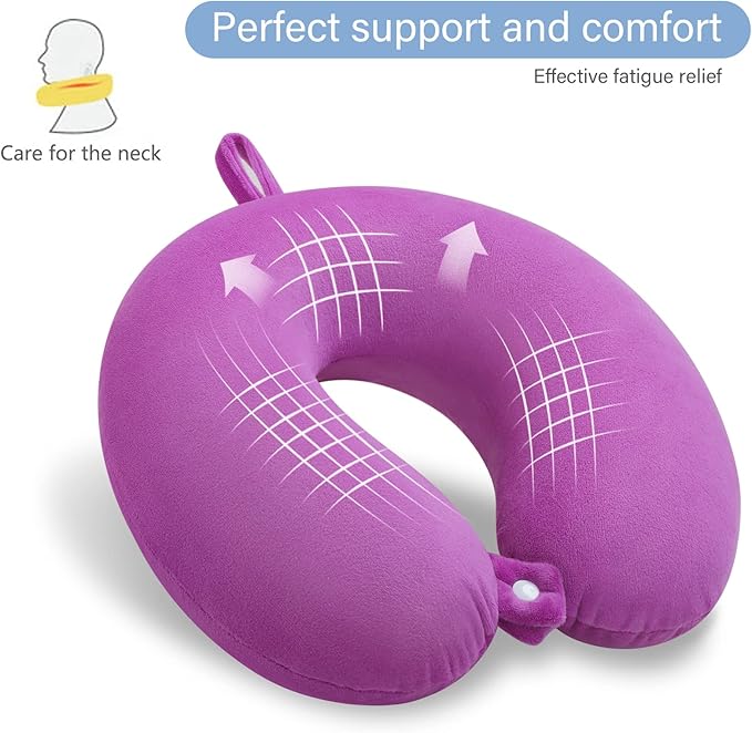 Travel Pillow Comfortable Neck Pillow U Shape Memory Foam Support Neck and Head Portable Travel Neck Pillow Suitable for Airplane, Trains, Self-Driving Cars