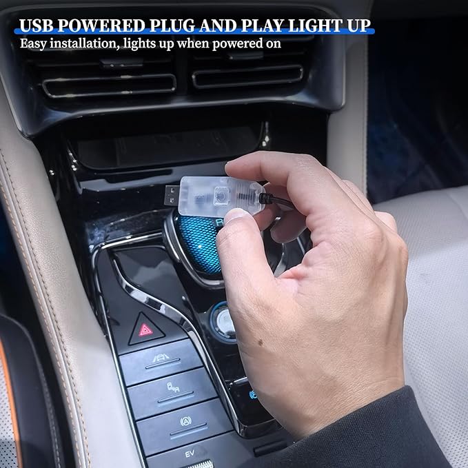 Car Dashboard LED Interior Strip Light,55''USB Powered Acrylic Neon Flexible Strip Fiber Optic LED Ambent Lighting Kits with Remote APP and Type-C Adapter(1 in 1)
