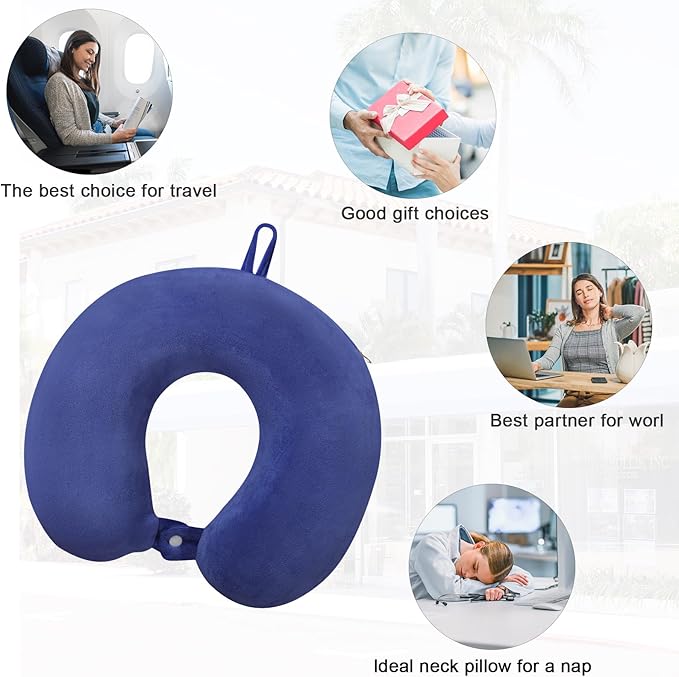 Travel Pillow Neck Pillow for Airplanes Memory Foam Neck Pillow for Traveling, Car, Home, Flight Portable Pillow for Sleeping Provide Head Neck Support Rest