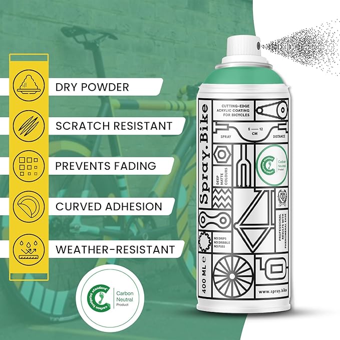 Spray.Bike Spray Paint | Designed Mainly for Bicycles | Multi-Use Acrylic Spray Paint for Metal, Plastic | High Coverage Bike Paint, 400ml, Milan Celadon 1