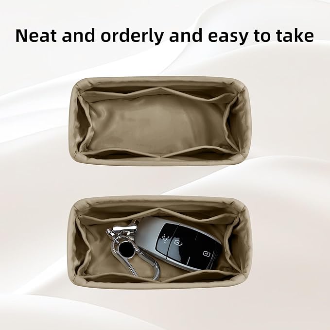 DGAZ Silk Purse Organizer Insert Fits LV Speedy 16/20/25/30/35/45 bags，Silky Smooth Bag Organizer，Luxury Handbag & Tote Shaper（Etoupe grey，New nano 16）