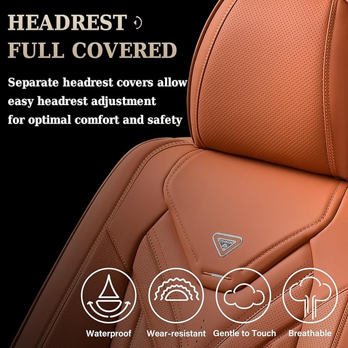 Coverado Seat Covers, Car Seat Covers Front Seats, Leather Seat Covers for Cars, Automotive Seat Covers Car Seat Protector Car Seat Cushion Universal Fit for Most Sedans SUV Pick-up Truck(Orange)