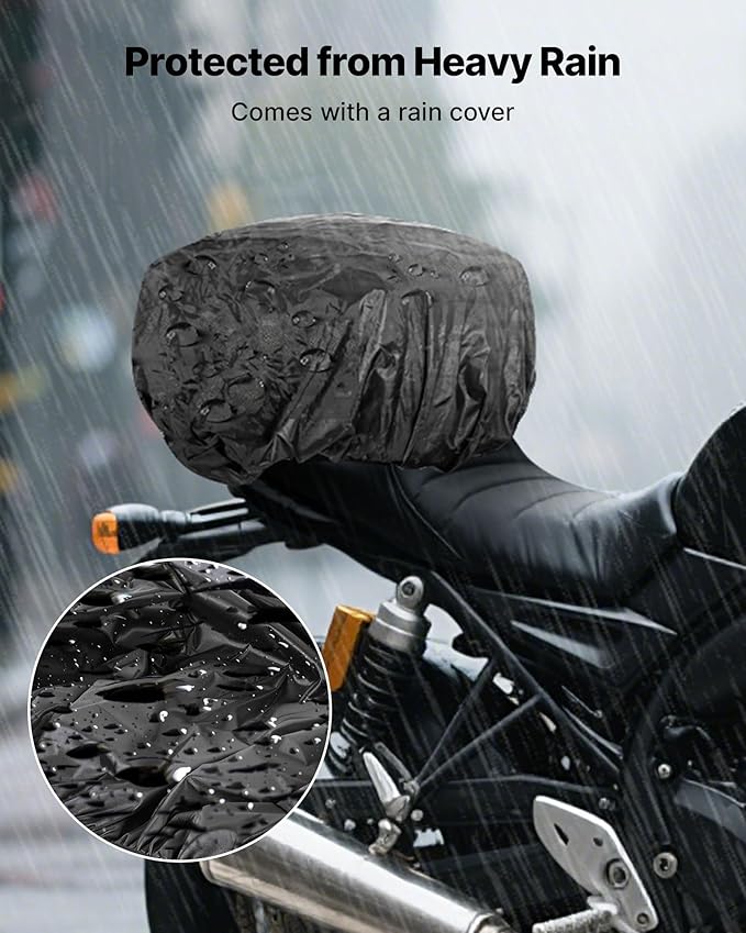 VEVOR Motorcycle Tail Bag, Dual Use Motorcycle Rear Seat Bag with Waterproof Rain Cover, 22-34 L Expandable Outdoor Sports Motorbike Luggage Storage Backpack Handbag with Straps