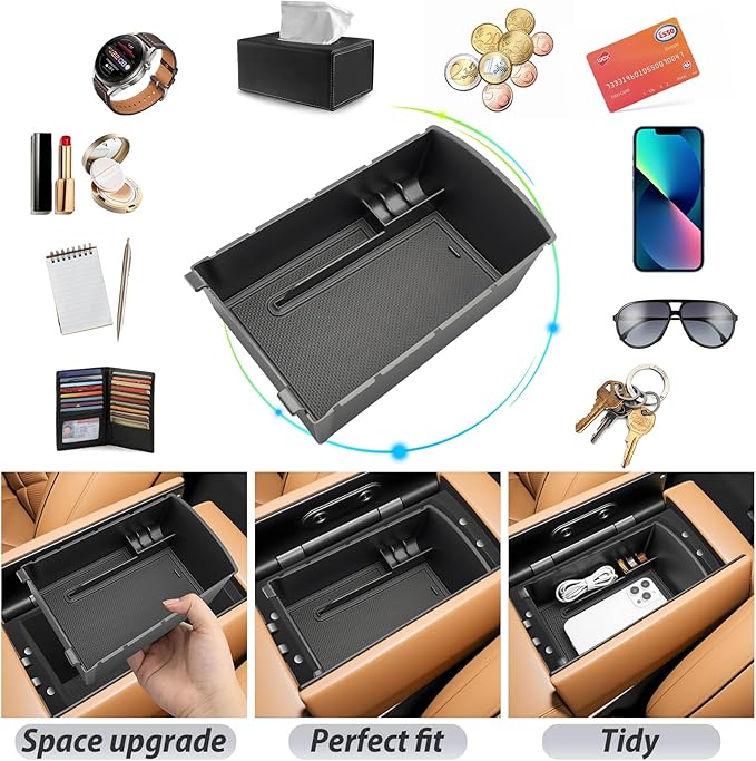 SKTU for 2025 2026 Genesis GV80 Accessories Center Console Organizer for 2025 2026 Genesis GV80 Console Tray 2025 2026 GV80 Middle Console Organizer with Coin Holder