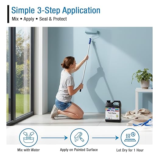 Rain Guard Paint Sealer Concentrate | Makes 1 Gallon | Protects All Painted Surfaces like Concrete, Wood, Stone from Water Damage, Stains/other contaminents | Silane/Siloxane Acrylic Waterproofer