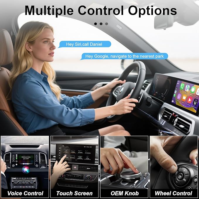 2-in-1 Wireless CarPlay&Android Auto Adapter,Fast Auto-Connect,Compact Plug&Play Wireless CarPlay Converter for iPhone&Android,No Delay Car Play for iPhone iOS 10+,Android 11+
