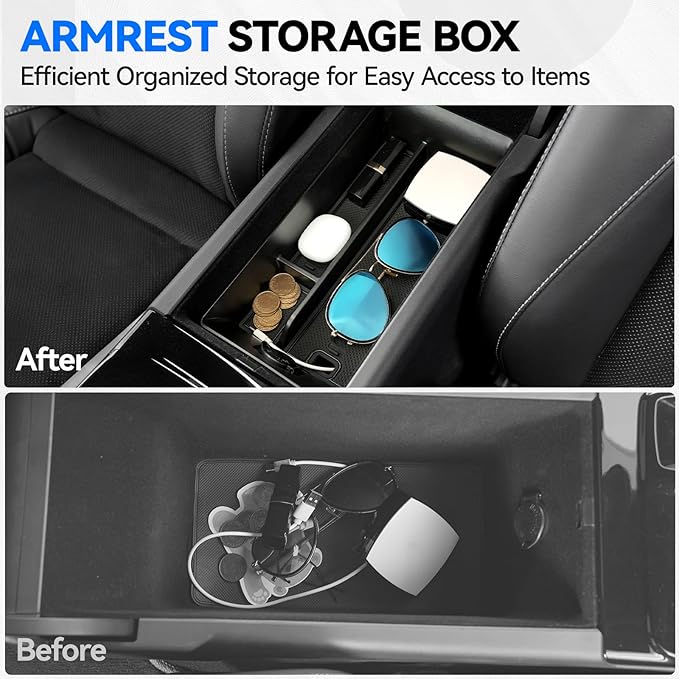 ELECFRESH 4PCS Center Console Organizer Tray for 2025 2026 Toyota Camry Accessories, Armrest Storage Box, Cup Holder, Wireless Charging Mat for Toyota Camry