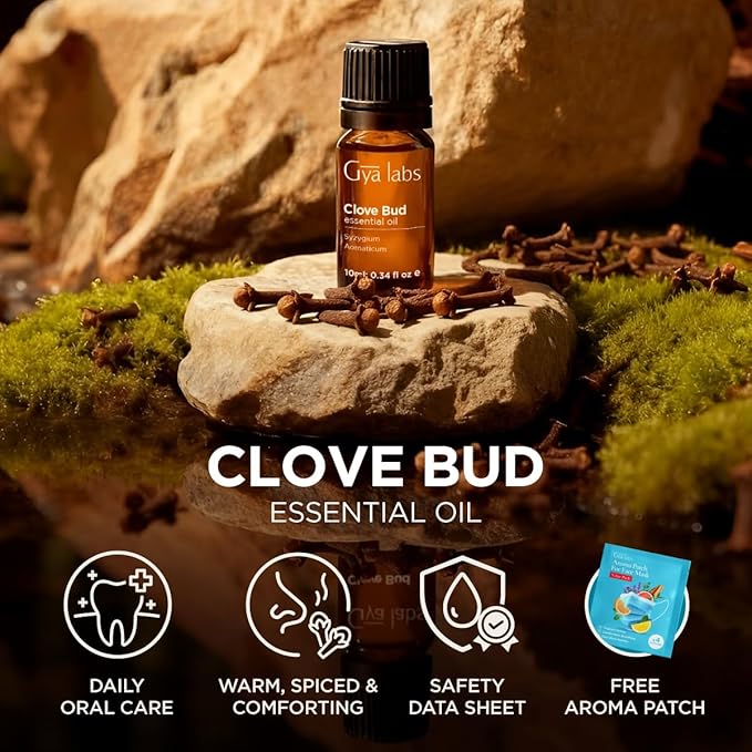 100% Pure Clove Essential Oil - 0.34 Fl Oz - Clove Oil for Hair, Skin, Diffuser, Aromatherapy & DIY Candle Making Scent