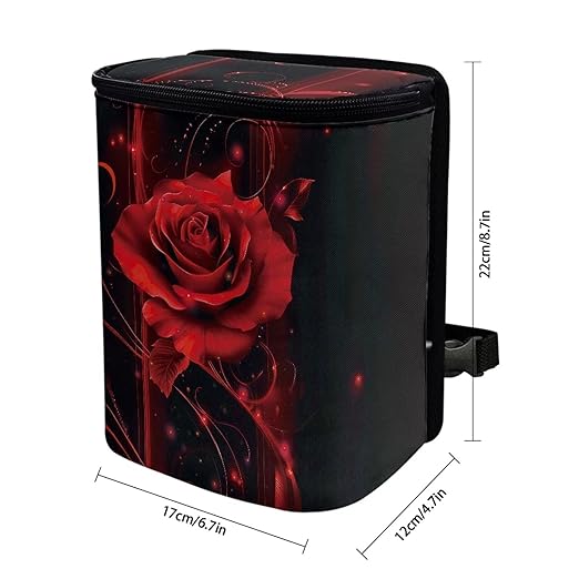 Red Rose Car Trash Can Auto Garbage Bag with Lid Leak-Proof Car Storage Bag Garbage Bag Hanging for Headrest Portable Vehicle Backseat Organizer