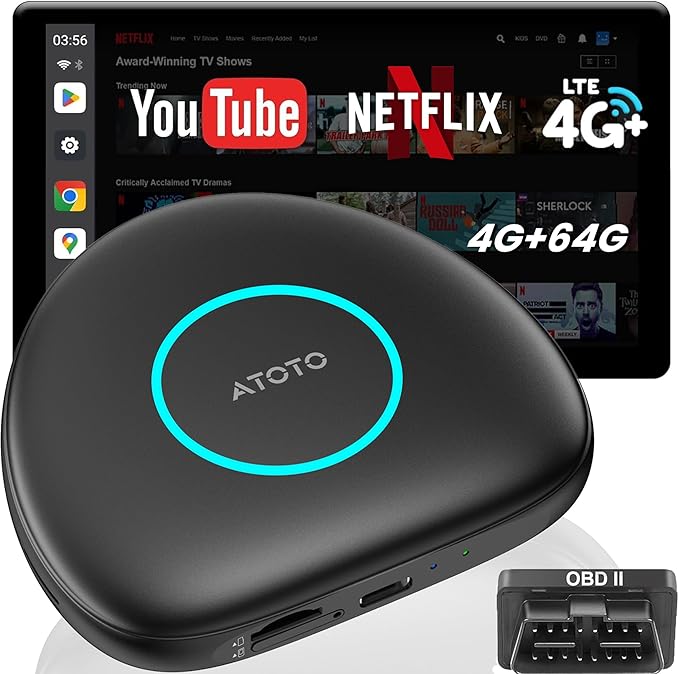 Wireless CarPlay Adapter, Magic AI Box with 4G LTE | GPS | Full Android OS, Wireless CarPlay Box Compatible with Wired Factory CarPlay & Android Auto, Support for YouTube/Netflix