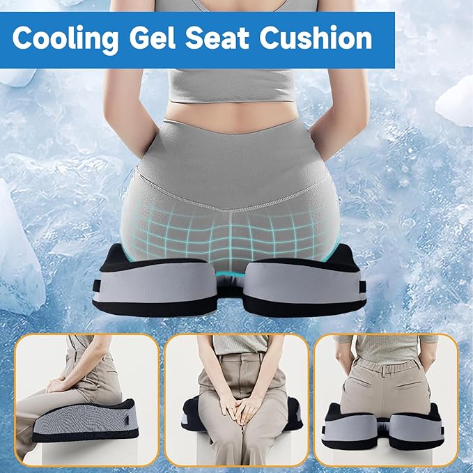 Seat Cushions for Office Chairs Wheelchair Cushion for Long Sitting Back Pain，Memory Foam Seat Car Computer Desk Chair Cushion，Coccyx Cushion for Tailbone Pain Relief Cushion Office Chair Black White