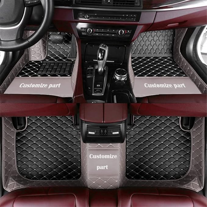 MELKEN Custom Fit Leather Car Floor Mats for 95% of Cars Full Coverage Floor Liners Car Mats (Black & Gray)