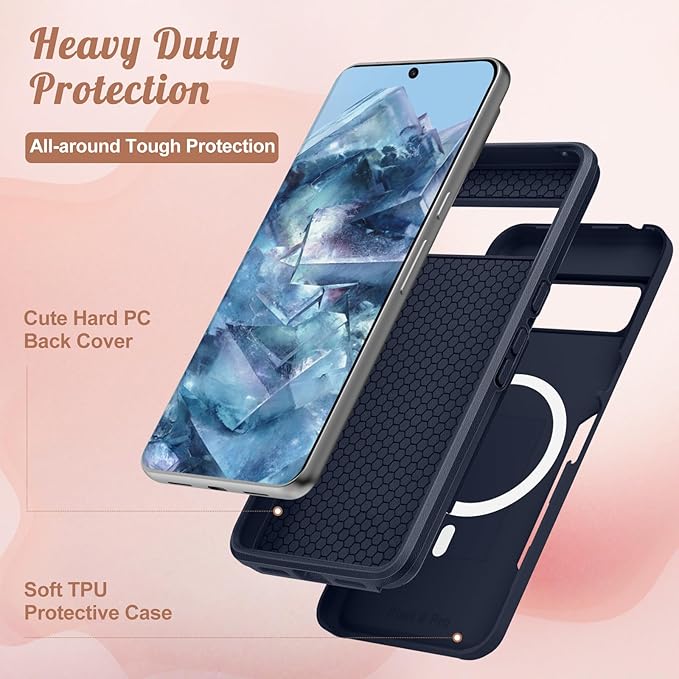 for Google Pixel 8 Pro Case - Compatible with MagSafe Women Girls Boys Cute Magnetic Protective Cover Cool Blue Unique Heavy Duty Shockproof Design for Google Pixel 8 Pro Phone Cases
