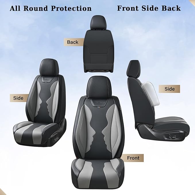 Coverado Car Seat Covers, Front Covers for Cars, Car Seat Cover Front Seats, Automotive Seat Cover, Waterproof, Leather Car Seat Cushion, Universal Interior Covers Seat Protectors for Most Cars