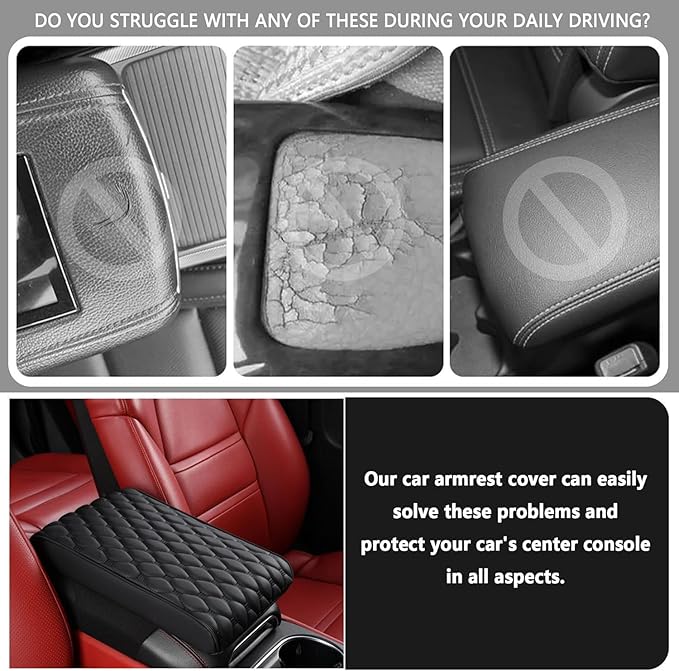 Auto Armrest Cushion Pads for Audi A6(2018-2023) Accessories Car Centre Console Armrest Pad Durable Material and Easy to Clean-is Waterproof and Anti-Scratch