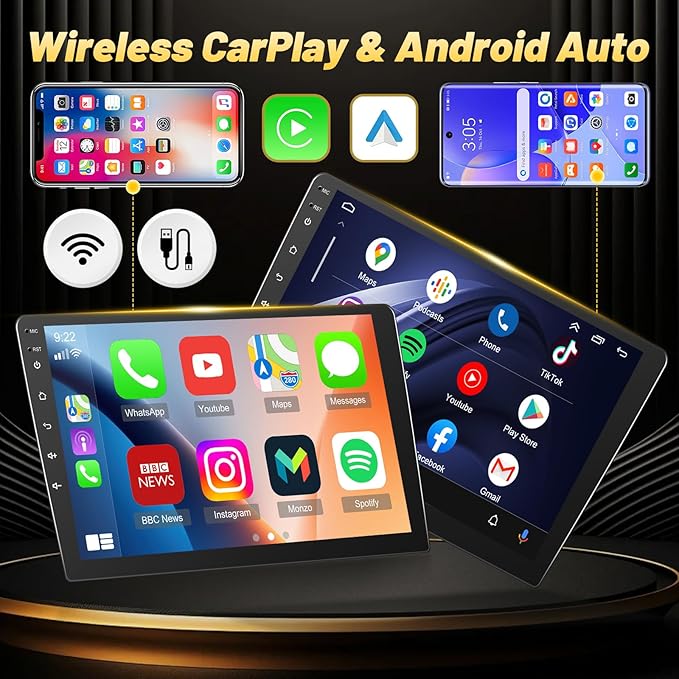 EKAT Car Radio Stereo for Jeep Wrangler JK 2007-2018 Compass Grand Cherokee Dodge Ram with Carplay/Android Auto Upgrade 2GB+64GB