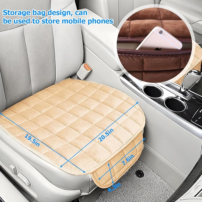 2PCS Car Seat Cushion, Automotive Breathable Comfort Memory Foam Thin Driver Seat Pad with Non-Slip Rubber Bottom & Storage Pouch, Universal for Vehicle and Office Chair