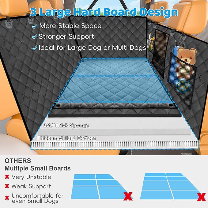 URPOWER 2026 Upgraded Back Seat Extender for Dogs - Large Hard Bottom Dog Car Seat Cover Holds 550lbs, Waterproof Dog Hammock Pet Bed with High-Density Foam Non-Slip Backseat Protector