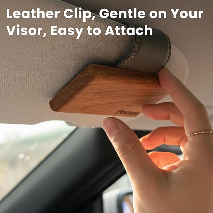 Car Air Freshener Wood 2 Pack — Refillable Solid Diffuser, North American Alder Scent, Leather Visor Clips — No Liquid Odor Eliminator for Cars, Trucks, SUVs