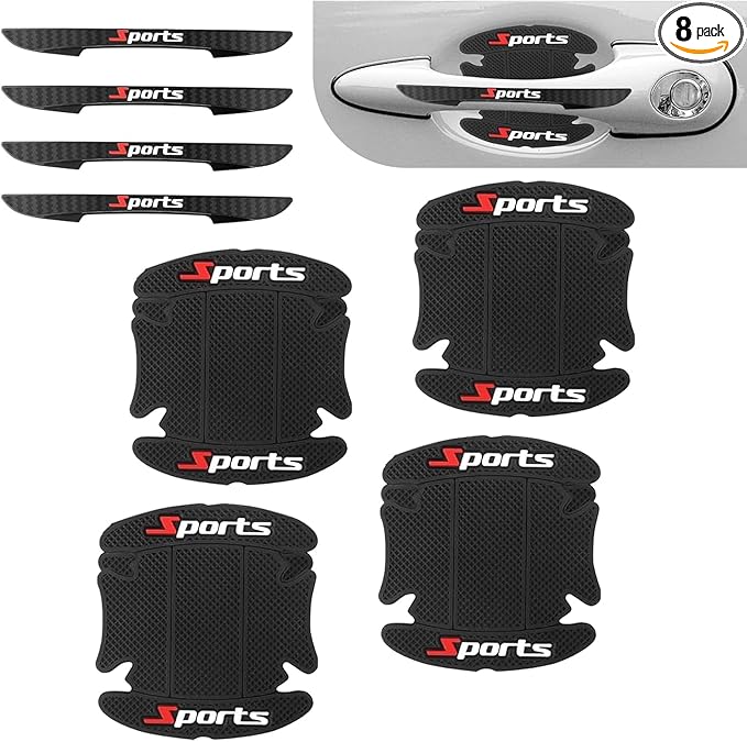 8 PCS Car Door Handle Protectors, Sporty Door Cup Scratch Protectors, Self-Adhesive Door Paint Protective Film, Universal for Most Cars