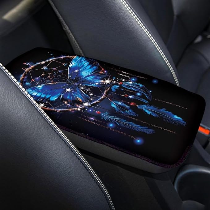 Dream Catcher Center Console Cover for Car Breathable Auto Armrest Cover Auto Center Console Armrest Cushion Cover Pad for Women Men Dream Catcher Car Accessories