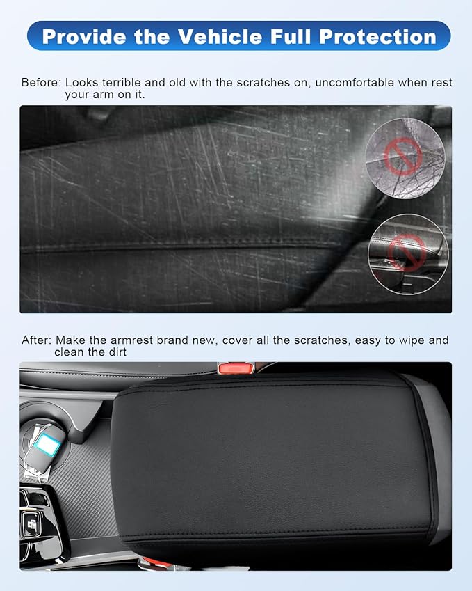 CDEFG Center Console Cover for 2023 2024 2025 Kia Sportage Accessories Armrest Cover Anti-Scratch Middle Console Pad Leather Armrest Protector