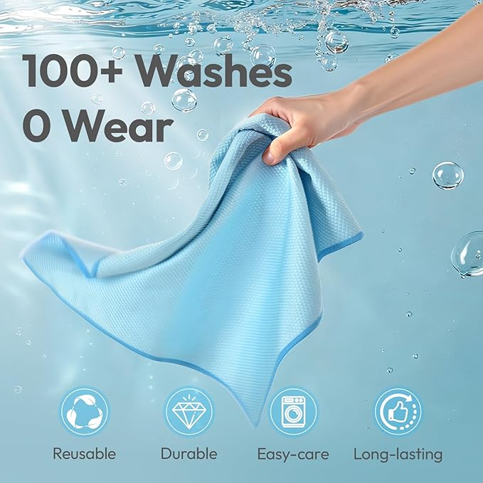 Professional Auto Detailing Microfiber Cloths 6 Pack, 15.5"x15.5" Glass Cleaning Towels for Car Windshield, Window and Interior, Lint Free Streak Free Polishing Rags for High Gloss Shine