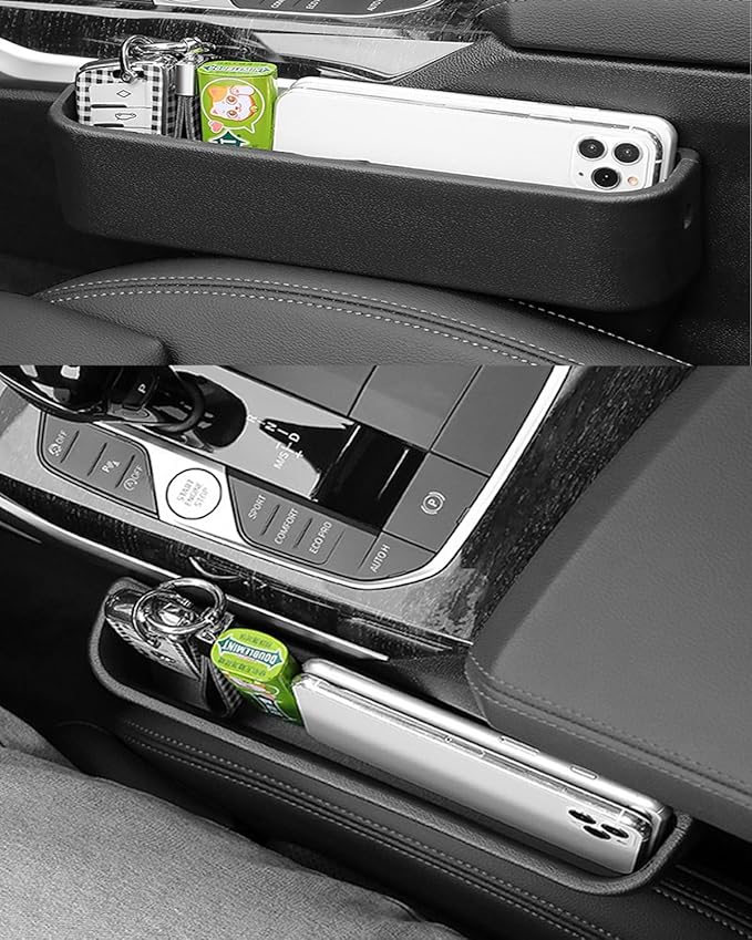 Car Seat Gap Filler Organizer, Seat Side Gap Plug with Storage Avoids Things Falling, Universal Fit Fill the Gap Between Seat and Console, Perfect for Car, SUV, Truck (Brown-1 Pack)