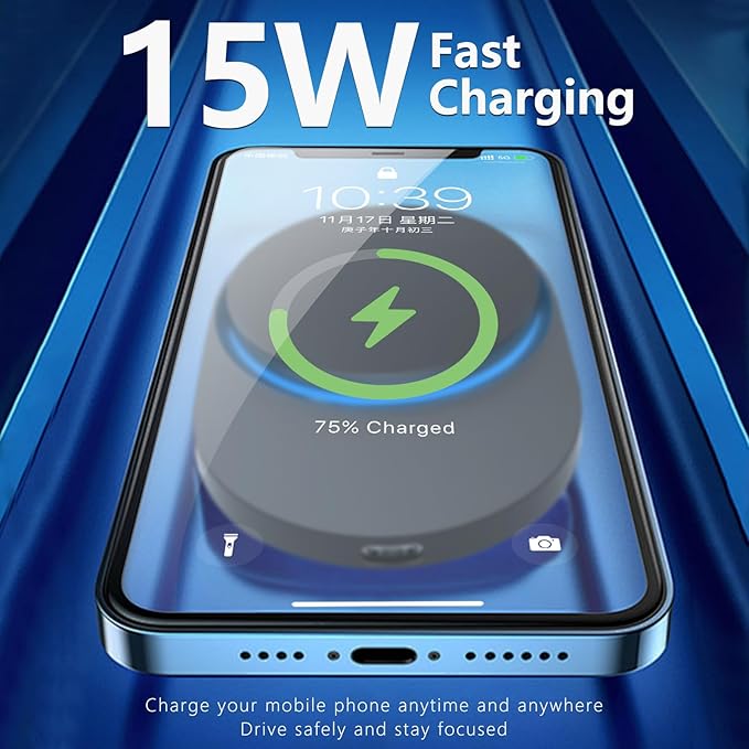 CLEC for Volvo XC40 2019-2026 Magnetic Wireless Charger Car Phone Holder Mount Custom Fit for Volvo XC40 2019-2026 15W Fast Charging Car Phone Holder Wireless Charger