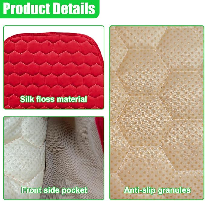 Car Seat Cover, Soft Plush Auto Bottom Seat Covers, Anti Slip Vehicle Front Seat Cushion Protector, Comfortable Car Interior Seats Pad Mat Accessories for Sedan, SUV, Truck (Red)