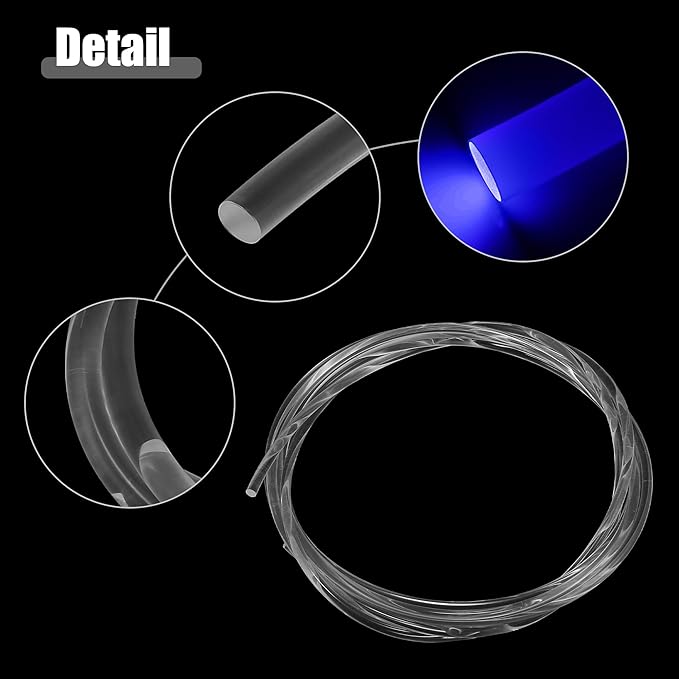 ACROPIX 2.5m 8.20ft 4mm 0.16" Transparent Universal PMMA Optic Fiber Side Glow Cable Fiber Optic Cable for Car - Pack of 1