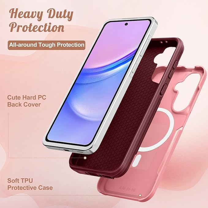 for Samsung Galaxy A36 5G Phone Case - Compatible with MagSafe Women Girls Cute Magnetic Protective Cover Girly Unique Fashion Heavy Duty Shockproof Design for Samsung A36 5G Cases 6.7"