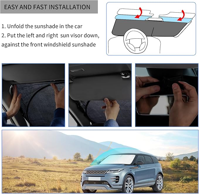 Windshield Sun Shades Sunshade fit for Ford F150 2021-2024 2025 2026 Front Window Shield Sun Visor Protector for Ford F150 F-150 Lariat King Ranch Platinum XL XLT Limited Raptor Truck Car Accessories