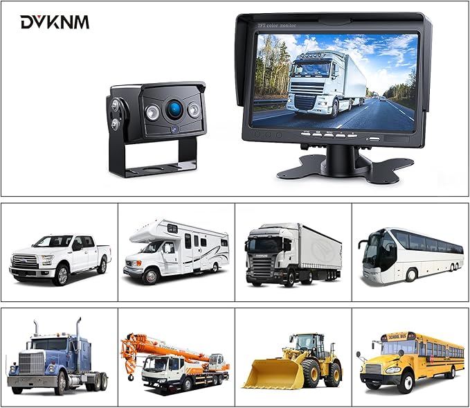 Upgrade Backup Camera Monitor Kit 7" HD 1080P Monitor IP69 Waterproof Rearview Reversing Rear View Camera for Truck Trailer RV Pickup (TZ101)