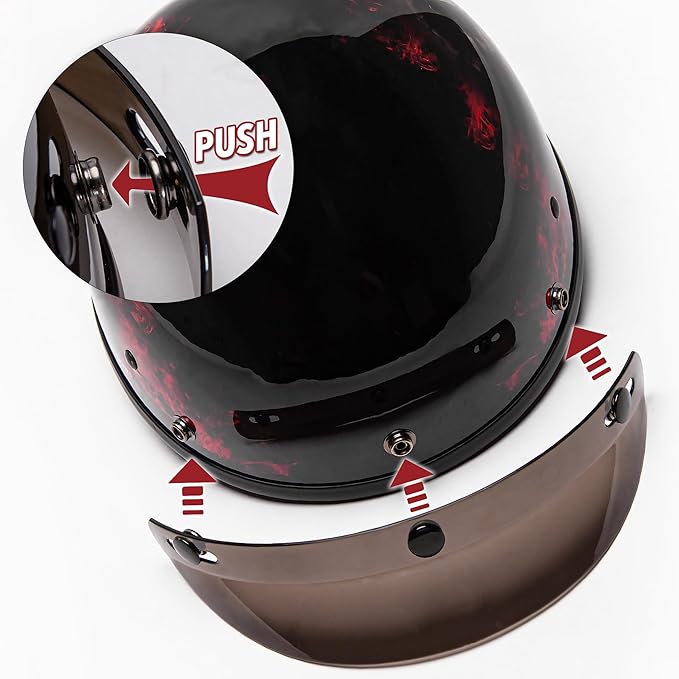 Cartman Cruiser Scooter Motorcycle Half Face Helmet, Red Skull USA Graphics, DOT Approved for Bike Scooter ATV UTV Chopper X-Large