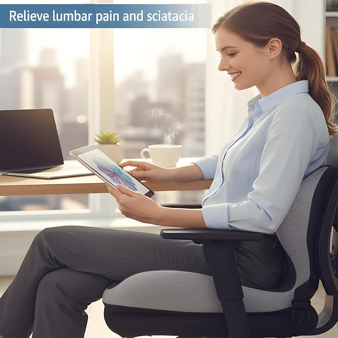 Truck Seat Cushion for Drivers – Memory Foam Car Seat Cushions for Driving, Ergonomic Seat Cushion for Truck Driver & Office Chair, Lab-Design for Back Pain & Sciatica Relief