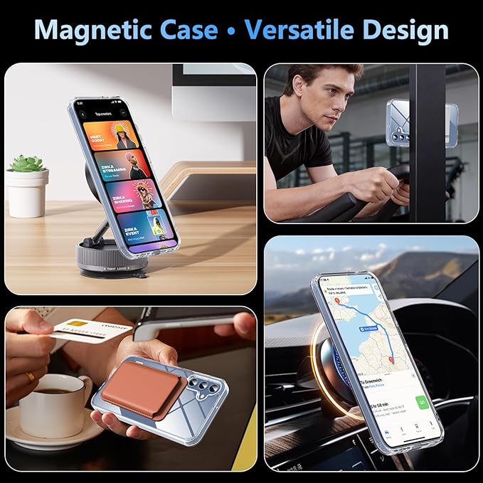 OWKEY for Samsung Galaxy A15 5G Phone Case with Screen Protector & Stand, Magnetic Case for Magsafe Military-Grade Protection Shockproof Matte Cover for Samsung Galaxy A15 5G (Clear)