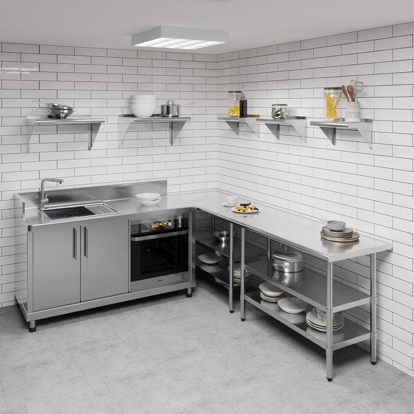 AmGood 10" X 16" Stainless Steel Wall Shelf | Metal Shelving | Garage, Laundry, Storage, Utility Room | Restaurant, Commercial Kitchen | NSF