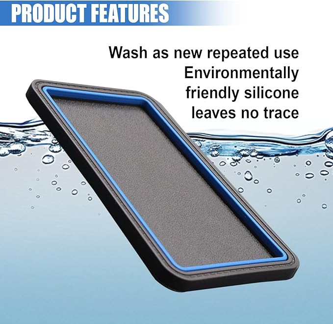 Car Dashboard Anti-Slip Grip Mat, Cell Phone Holder Gel Pad, Multifunctional Dashboard Sticky Pad, Universal Vehicle Interior Accessories for GPS, Keychains, Sunglasses (Blue)