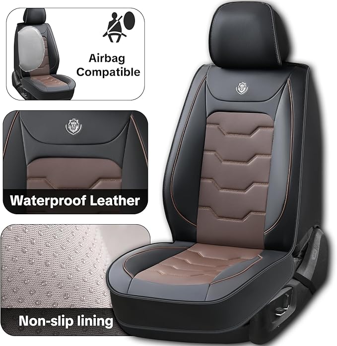 Car Seat Covers for Ford Bronco Sport 2021-2025 Car Seat Cover, Waterproof Faux Leather, 5 Piece Full Set, Wear Resistance, Easy to Clean and Install, Beautify Interior