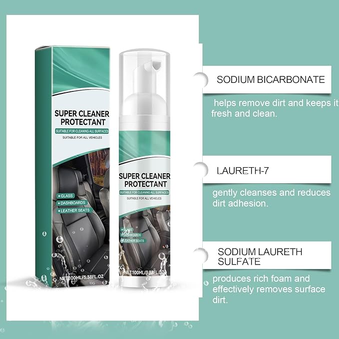 Multifunctional Cleaner For Car Interior Leather And Fabrics Removal Stain 100ml Foam Cleaner And Protectant