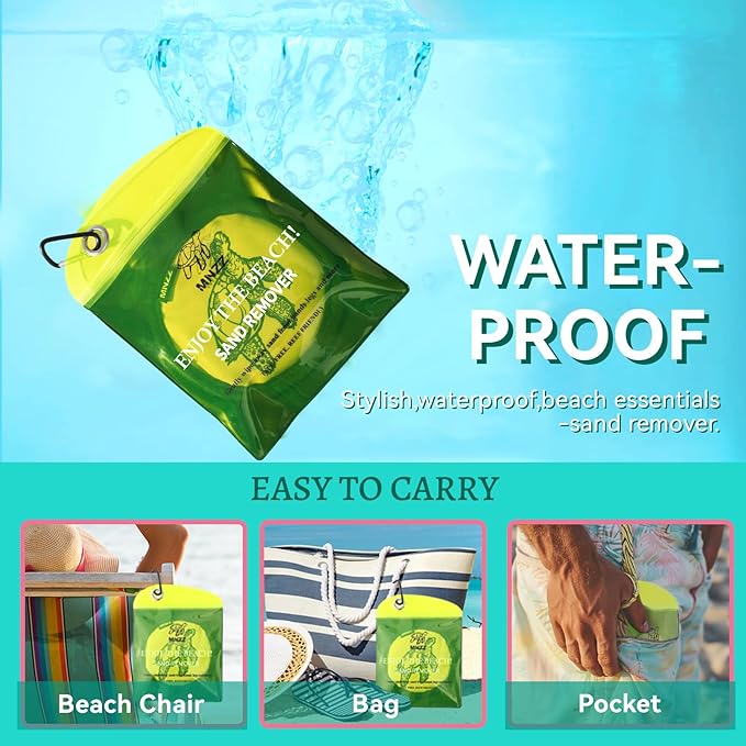 MNZZ Beach Sand Remover Bag Lightweight Compact Eraser for Towel Blanket Chair Tent Shell Toy Shovel Umbrella Hat Shade Cover Canopy Travel Picnic Outdoor Pool Accessory Pouch 2 Pack