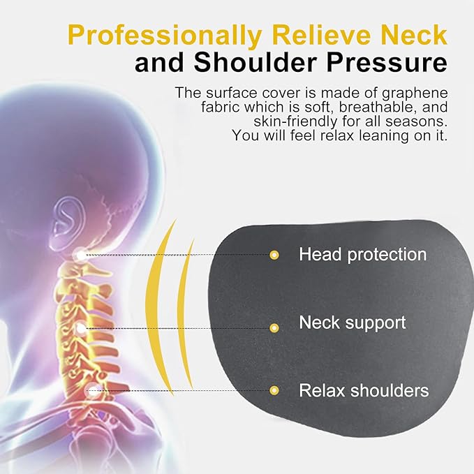 Upgrade Car Neck Pillow with Graphene Fabric Automotive Seat Cushions of Headrests for Relieving Neck Stiffness Seat Neck Support Pillow, Fits All Vehicles(Grey 2-Pack)