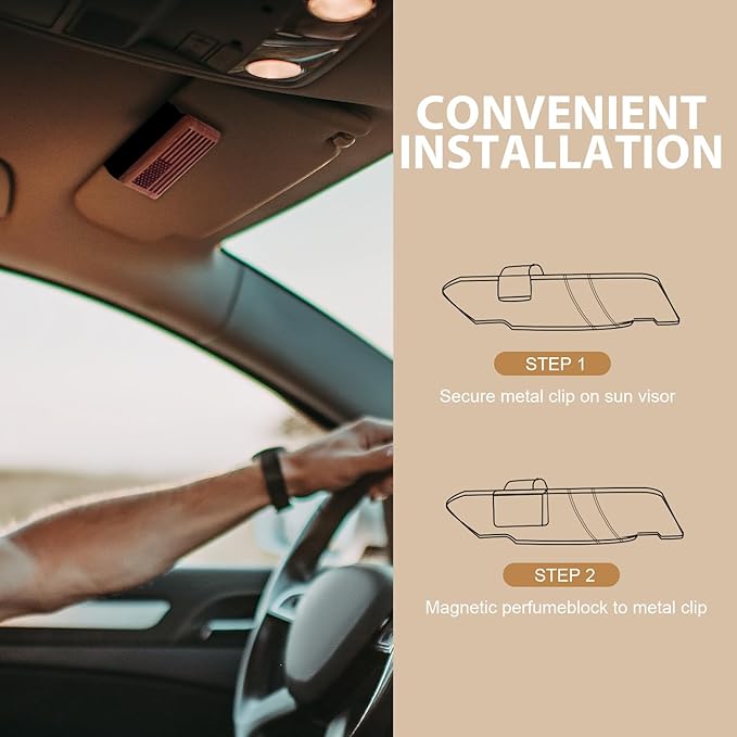AirPurelle Car Air Freshener with Metal Clip Wood Air Freshener, 100+ Days Long Lasting Woody Citrus Scent, Includes 2x 10ML Refills, 0.68 FL OZ, Made in USA, Car Auto Accessories