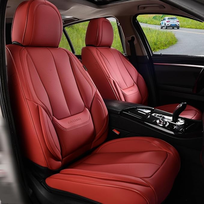 Coverado Car Seat Covers Full Set, Seat Covers for Cars, Red Car Seat Covers Front Seats and Back Car Seat Protector Waterproof, Leather Car Seat Cushion Universal Fit for Most Cars Blue