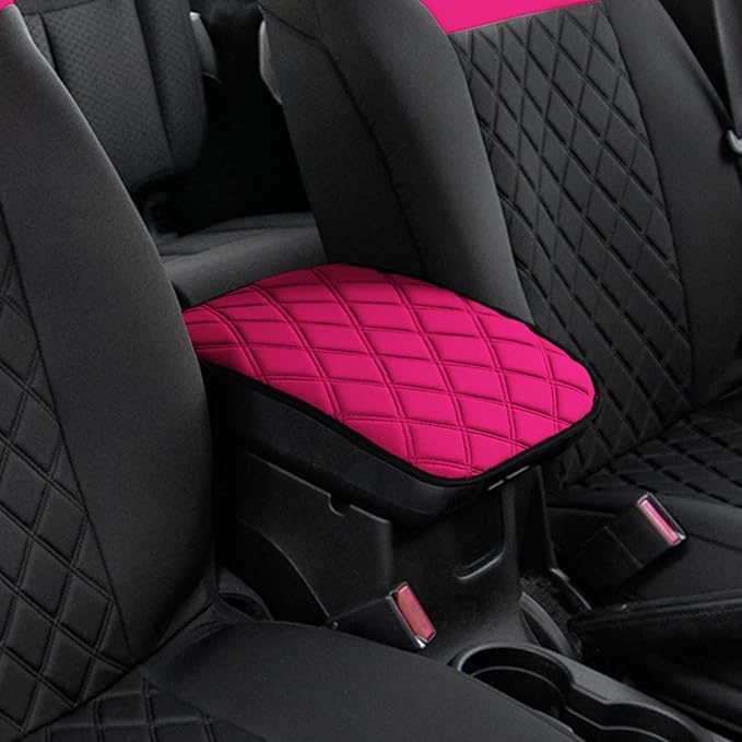 FH Group Neosupreme Pink Diamond Pattern Center Console Pad – Water-Resistant Armrest Cover Protector for Cars, SUVs & Trucks